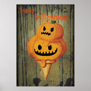Halloween Pumpkin Ice Creme Cone Poster