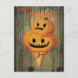 Halloween Pumpkin Ice Creme Cone Postkarte