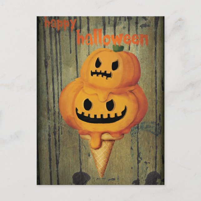 Halloween Pumpkin Ice Creme Cone Postkarte (Vorderseite)