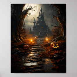 Halloween Pumpkin in Wald Spooky Outdoor Pumpkin Poster