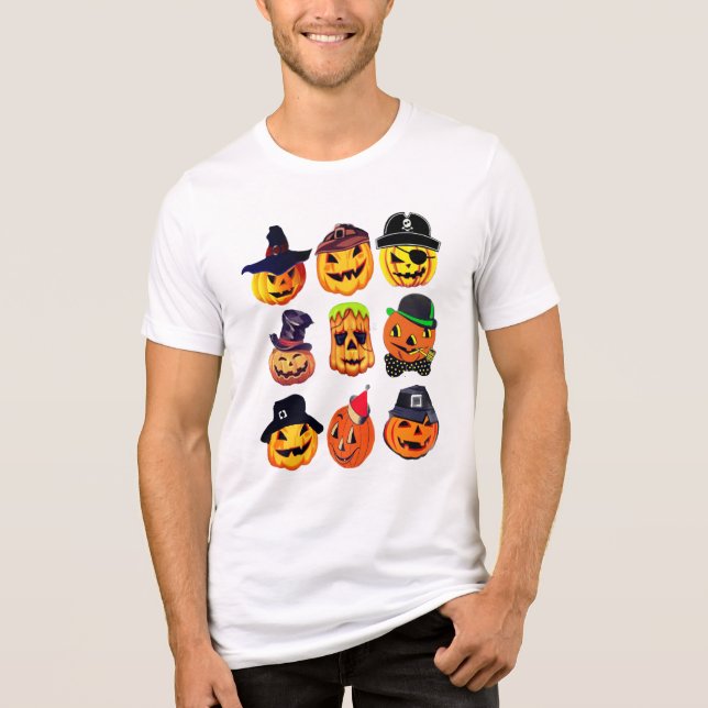 Halloween Pumpkin Jack Lantern Crew Neck T - Shirt (Vorderseite)