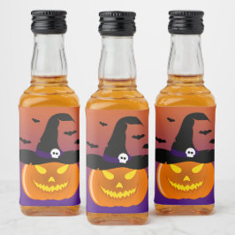 Halloween Pumpkin Jack o’ Lantern Hexenhut Alkoholflaschenetikett