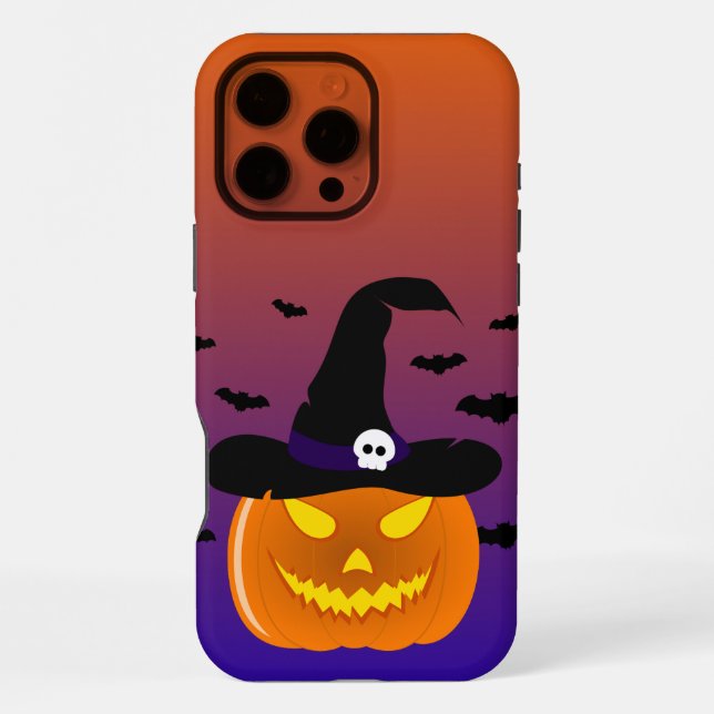Halloween Pumpkin Jack o’ Lantern Hexenhut iPhone Hülle (Rückseite)