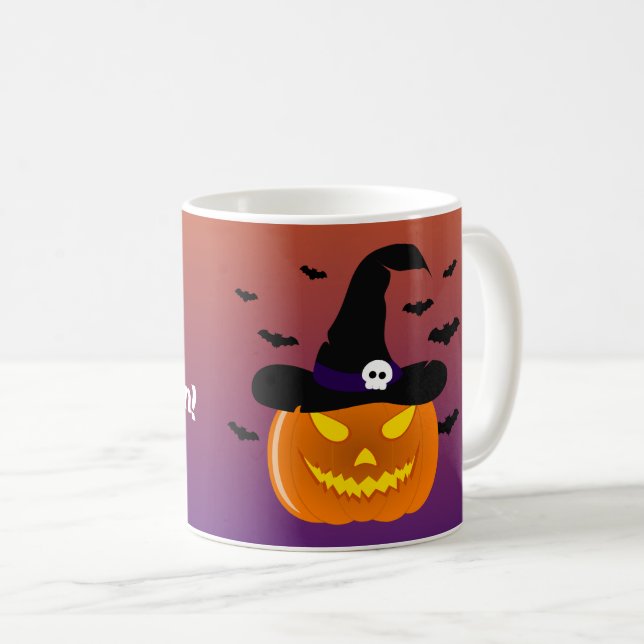 Halloween Pumpkin Jack o’ Lantern Hexenhut Kaffeetasse (VorderseiteRechts)