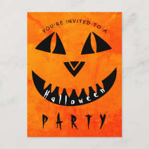 Halloween Pumpkin Jack O' Lantern Spooky Party Einladungspostkarte
