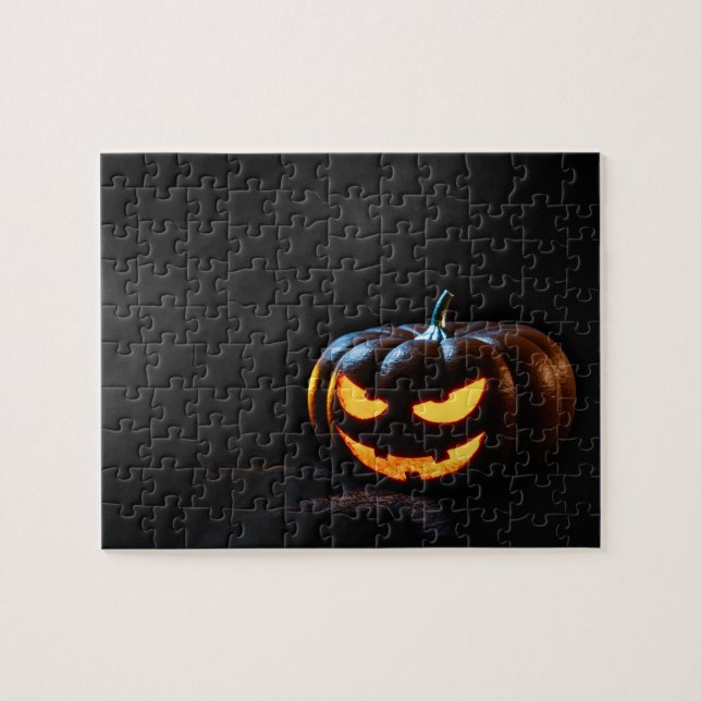 Halloween Pumpkin Jack-O-Lantern Spooky Puzzle (Horizontal)