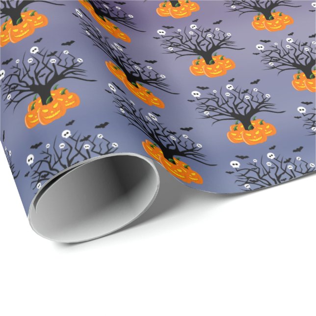 Halloween Pumpkin Jack o’ Lantern Totenbaum Geschenkpapier (Rolleneckpunkt)