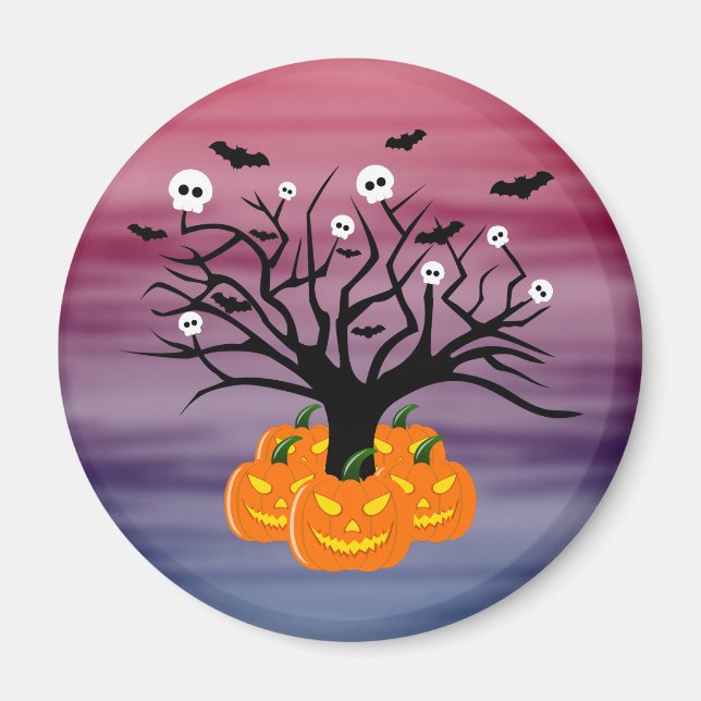 Halloween Pumpkin Jack o’ Lantern Totenbaum Magnet (Vorne)