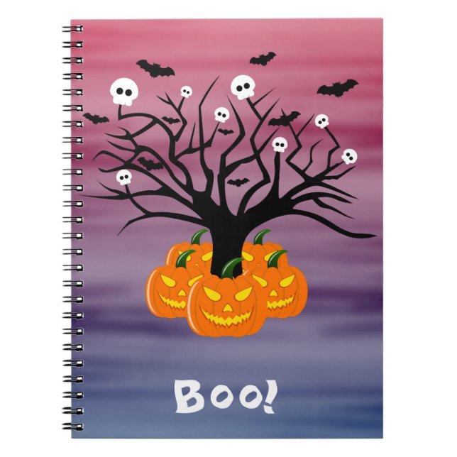Halloween Pumpkin Jack o’ Lantern Totenbaum Notizblock (Vorderseite)