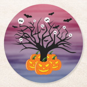 Halloween Pumpkin Jack o’ Lantern Totenbaum Runder Pappuntersetzer
