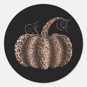 Halloween Pumpkin Kariert Leopard Fall Erntedank Runder Aufkleber
