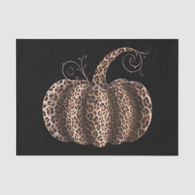 Halloween Pumpkin Kariert Leopard Fall Erntedank Seidenpapier (Vorderseite)