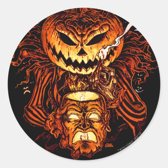 Halloween Pumpkin King Runder Aufkleber (Vorderseite)
