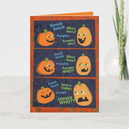 Halloween Pumpkin Knock-Knock Joke Karte