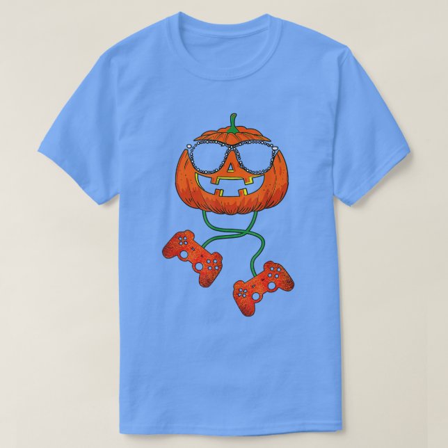 Halloween Pumpkin Kürbislaterne Halloween Gamer B T-Shirt (Design vorne)