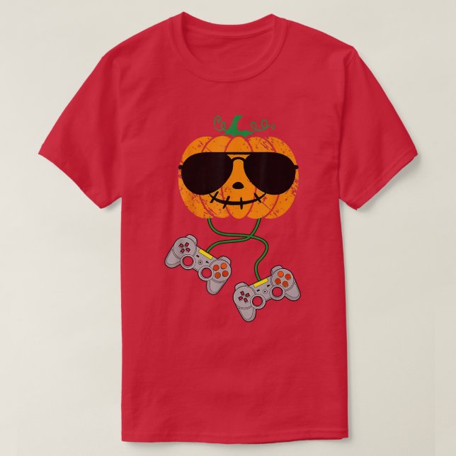Halloween Pumpkin Kürbislaterne Halloween Gamer B T-Shirt (Design vorne)