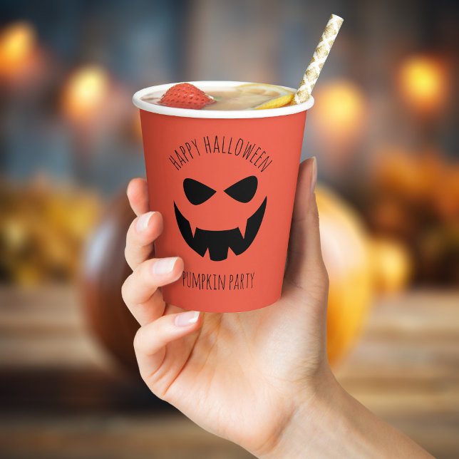 Halloween Pumpkin Kürbislaterne Orange Paper Cups Pappbecher (Have fun at your next pumpkin party with these paper cups! )