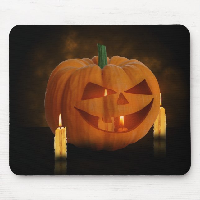 Halloween Pumpkin Lantern mit Kerzen Mousepad (Vorne)