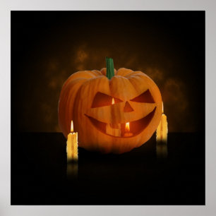 Halloween Pumpkin Lantern mit Kerzen Poster