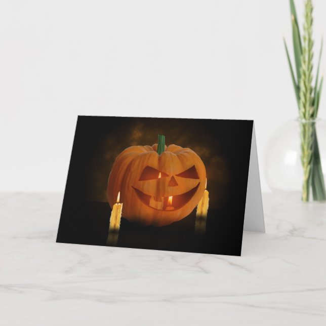 Halloween Pumpkin Lantern mit Kerzenkarte Karte (Vorderseite)