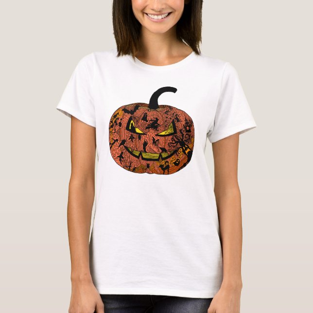 Halloween Pumpkin Line Art T-Shirt (Vorderseite)