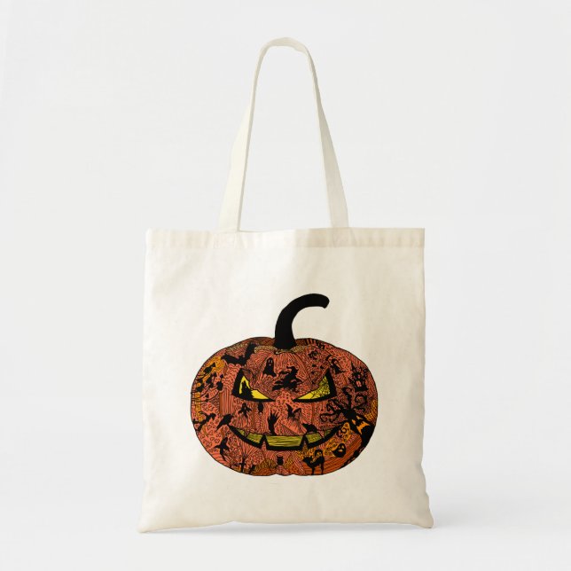 Halloween Pumpkin Line Art Tragetasche (Vorne)