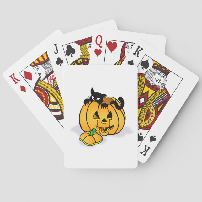 Halloween Pumpkin mit Black Cat Spielkarten (Rückseite)