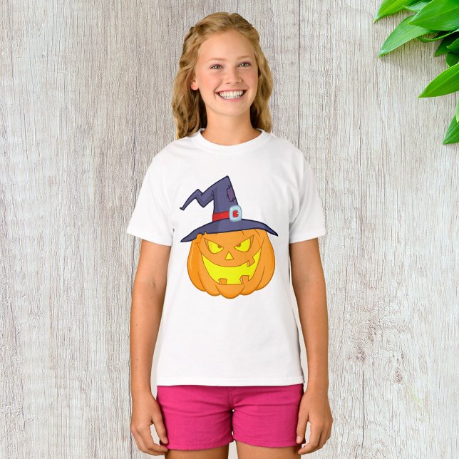 Halloween Pumpkin mit einem Hexenhühnermädchen-T - T-Shirt (Von Creator hochgeladen)