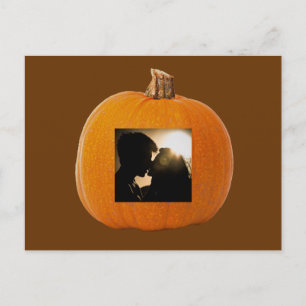 Halloween Pumpkin mit Foto von Couple Postcard Postkarte