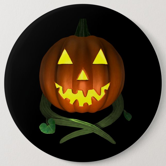 Halloween Pumpkin mit Reben Button (Vorderseite)