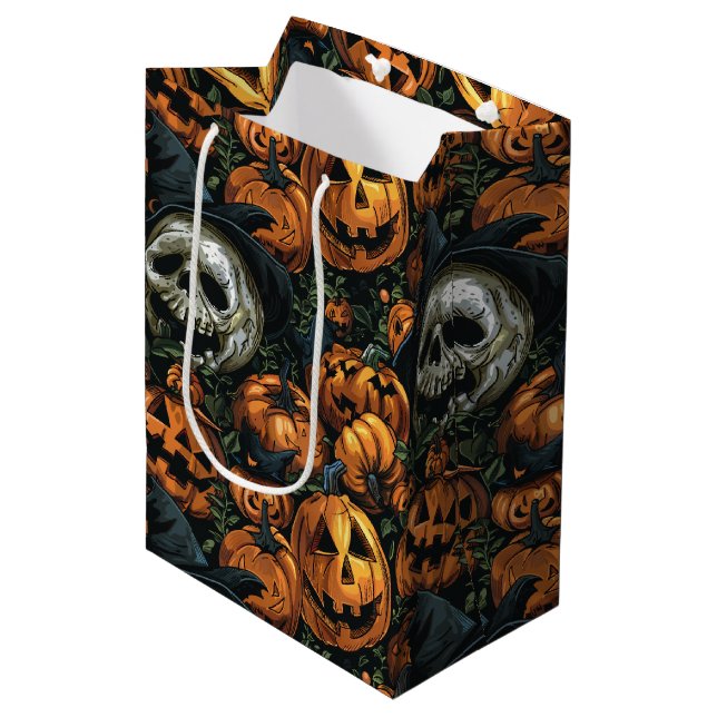 Halloween Pumpkin Mittlere Geschenktüte (Vorderseite Schrägansicht)