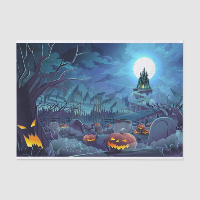 Halloween Pumpkin Moon Friedhof Seidenpapier (Vorderseite)
