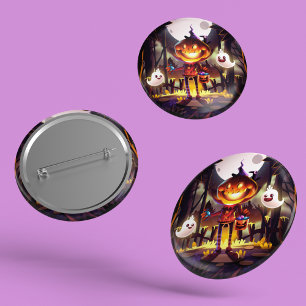 Halloween Pumpkin Niedlich Ghosts Moon Beängstigen Button