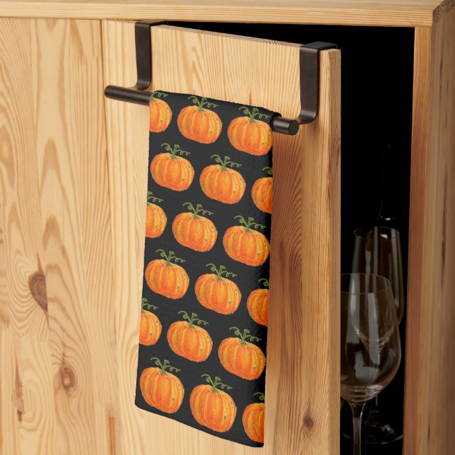 Halloween Pumpkin Niedlich Pattern Orange Fall Web Geschirrtuch (Drittel gefaltet)
