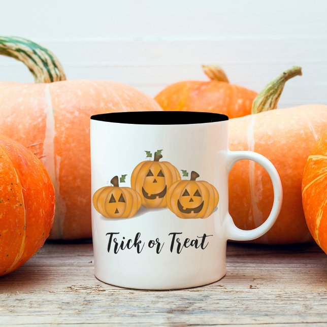 Halloween Pumpkin Niedlicher Jack O'lanterns Funny Zweifarbige Tasse (Von Creator hochgeladen)