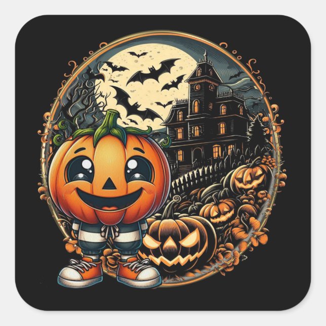 Halloween Pumpkin Nr. 2 Classic Square Stickers (Vorderseite)