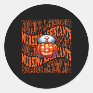 Halloween Pumpkin Nurse Niedlich Cna Costume Scrub Runder Aufkleber