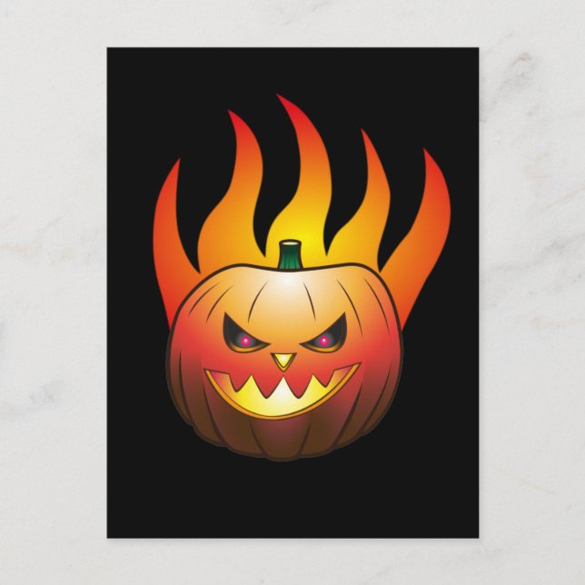 Halloween Pumpkin on Fire Postkarte (Vorderseite)