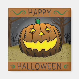 Halloween Pumpkin on Hay Magnet