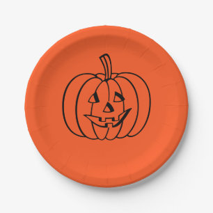Halloween Pumpkin Orange Jack-o-Lantern Pappteller