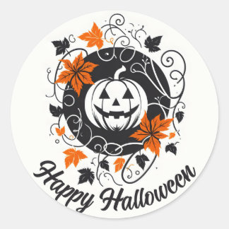 Halloween Pumpkin Orange Schwarz-weiß Runder Aufkleber