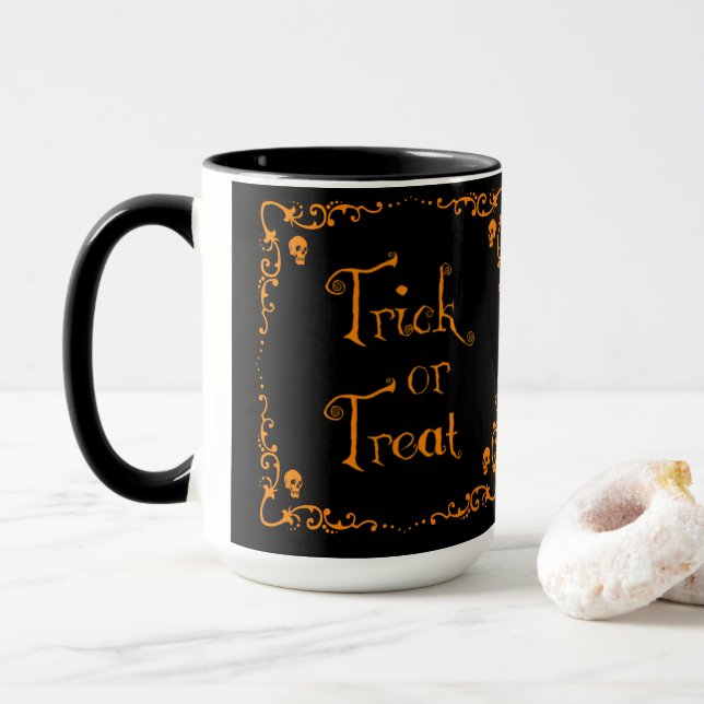 Halloween Pumpkin Orange Trick oder Treat Tasse (Mit Donut)