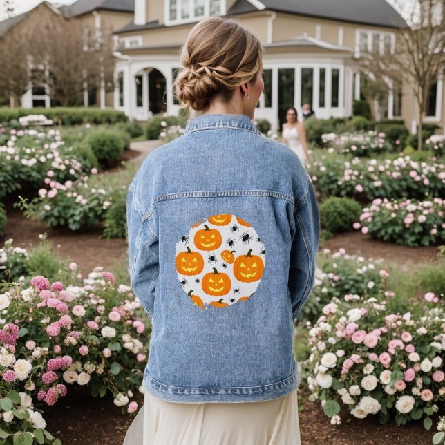 Halloween Pumpkin Parade Jeansjacke (Hochzeit Rückseite)