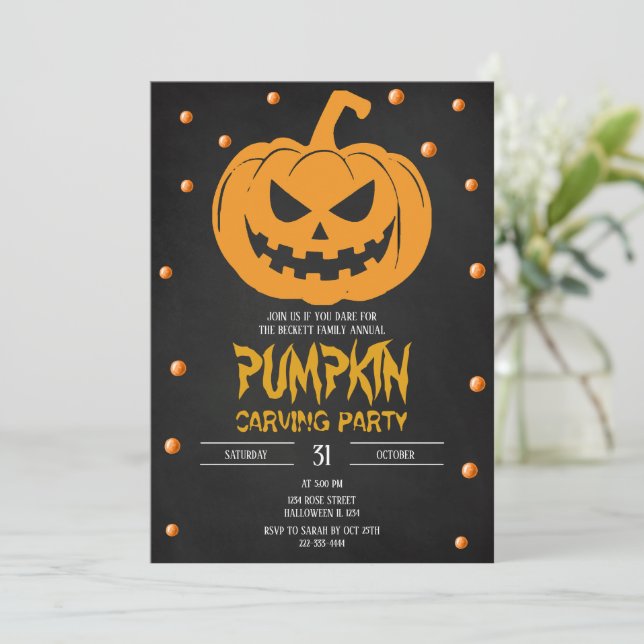 Halloween Pumpkin-Party Einladung (Stehend Vorderseite)