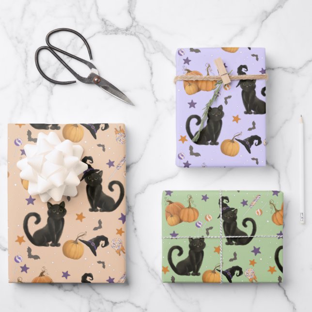 Halloween Pumpkin Party Wrapping Paper Sheets Geschenkpapier Set (Vorderseite)