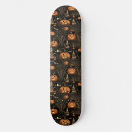 Halloween Pumpkin Pattern Dark Skateboard