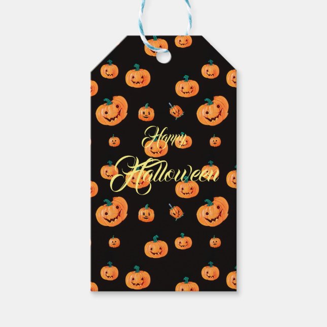 Halloween Pumpkin Pattern Geschenkanhänger (Vorderseite)