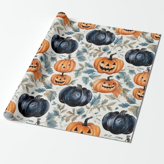 Halloween Pumpkin Pattern Geschenkpapier (Ungerollt)