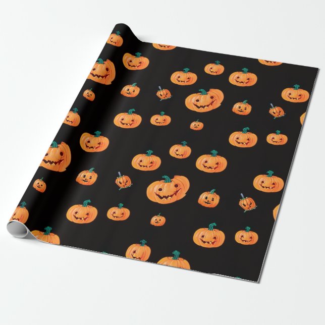 Halloween Pumpkin Pattern Geschenkpapier (Ungerollt)