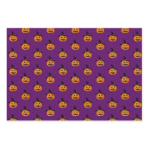 Halloween Pumpkin Pattern Lila Wrapping Paper